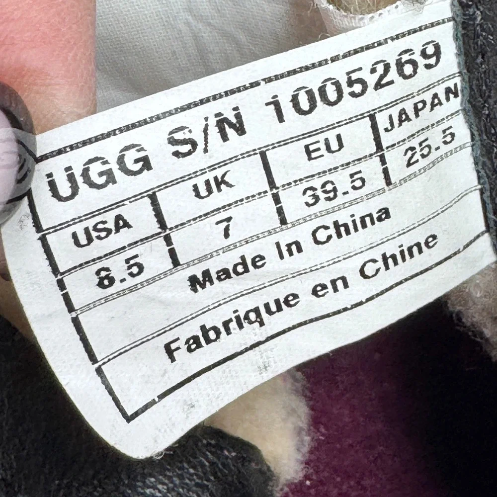 UGG Simmens Waterproof Boots Black Leather Wool Mixed Media Womens 8.5 1005269